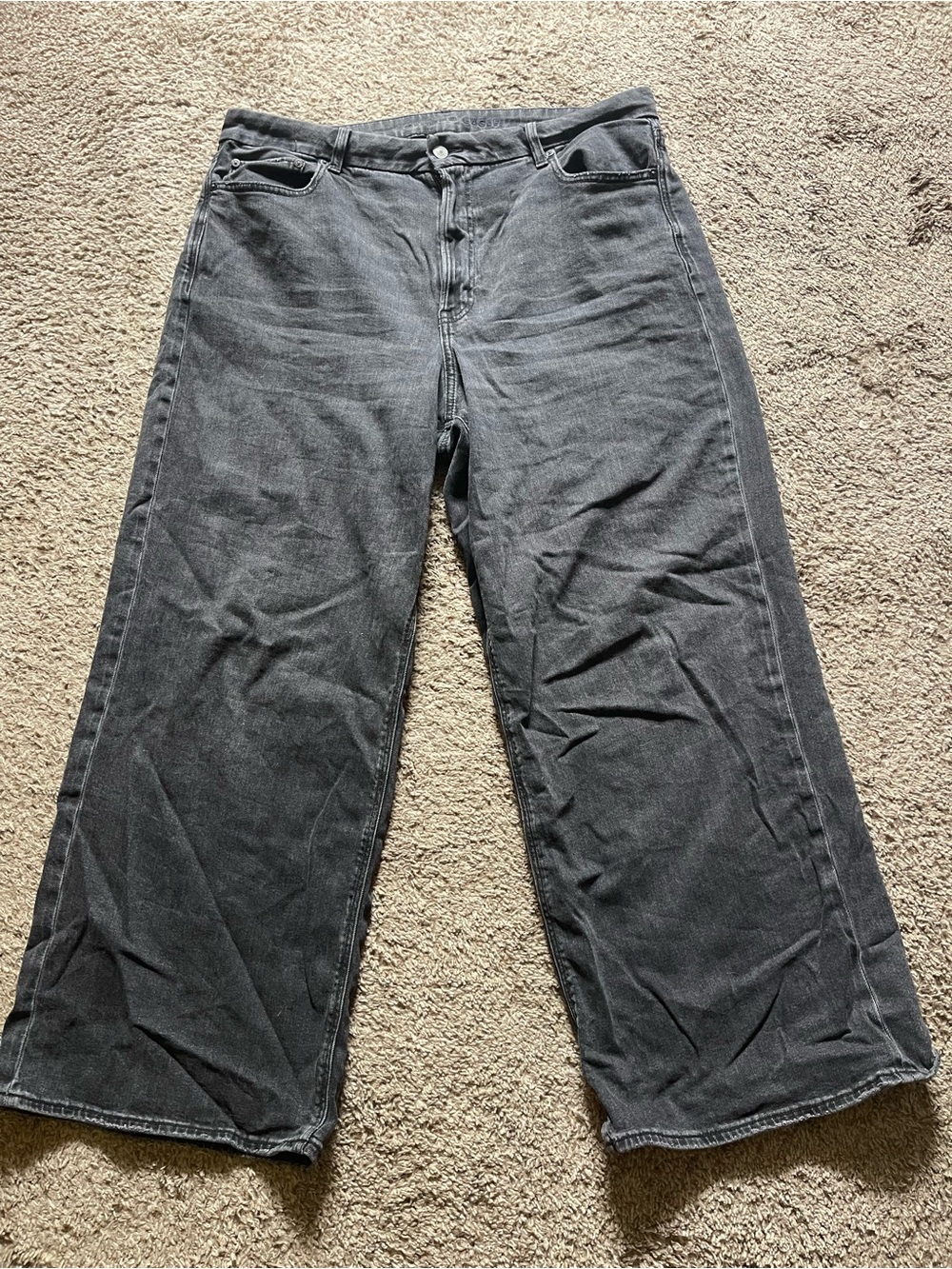 American Eagle Outfitters Wide Leg Jeans in Washed Black